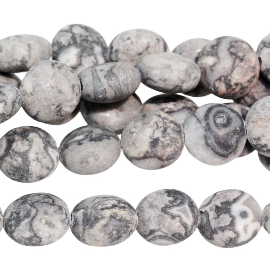 Dakota Stones Matte Silver Crazy Lace Agate 8mm Coin Gemstones 8" Strand SCA8DC-M-8