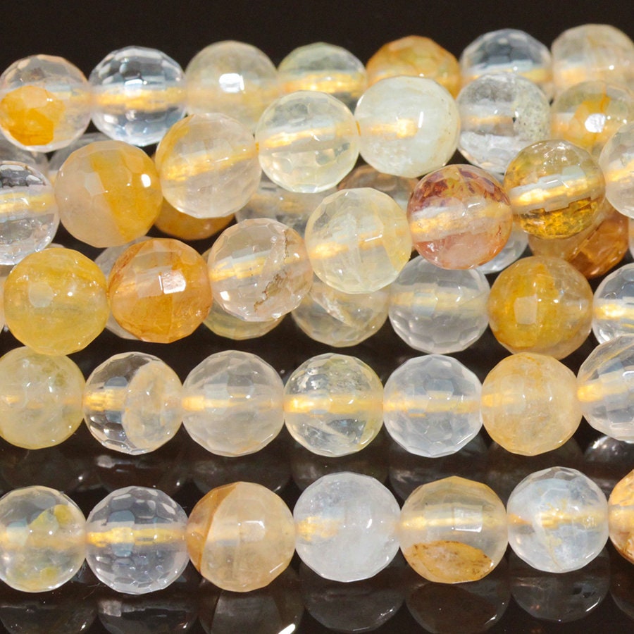 Dakota Stones Golden Blood Quartz 6mm Faceted Round Gemstones. 15-16" Strand. GBQ6RD-F