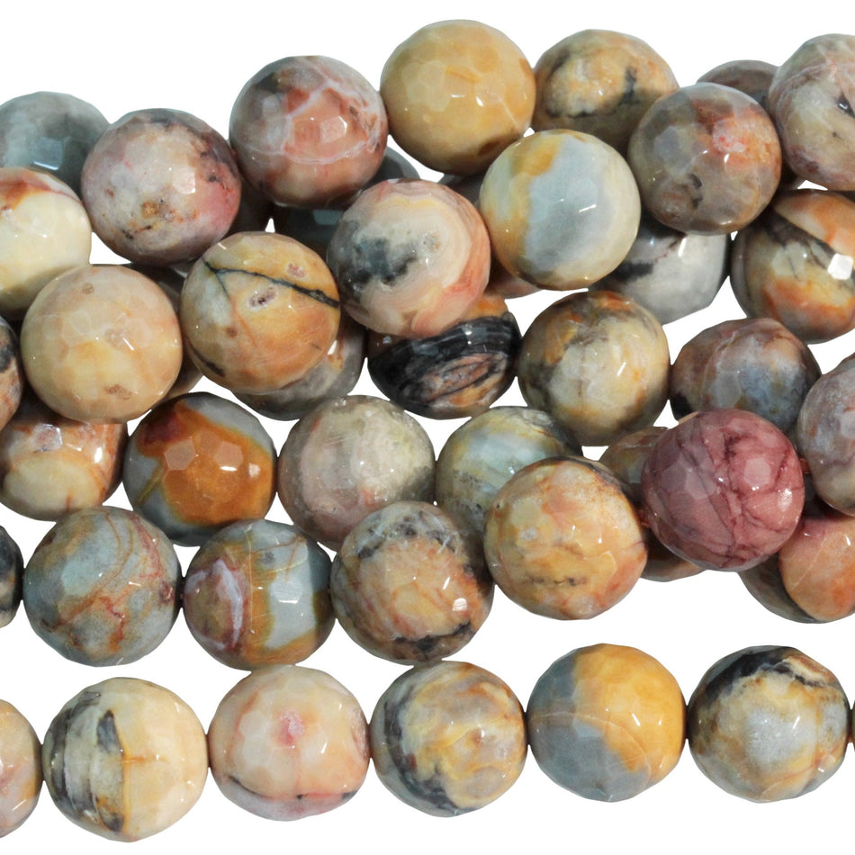 Dakota Stones Venus Jasper 8mm Faceted Round Gemstones. 8" Strand. VEN8RD-F-8