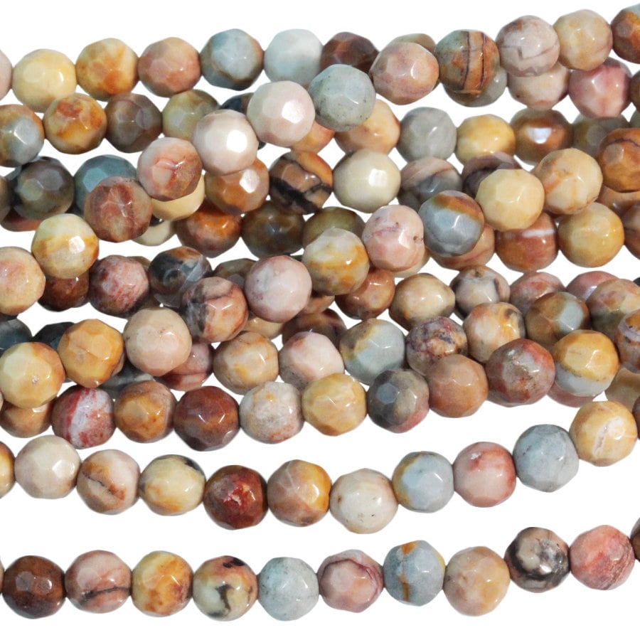 Dakota Stones Venus Jasper 4mm Faceted Round Gemstones. 8" Strand. VEN4RD-F-8