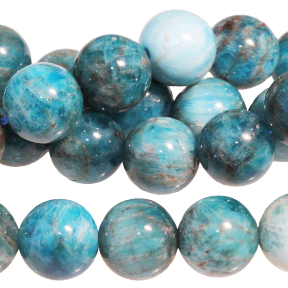 Dakota Stones Blue Apatite 10mm Round Gemstones. 8" Strand. BAP10RD-8