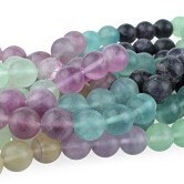 Dakota Stones Matte Banded Fluorite 10mm Round Gemstones. 8" Strand. FLU10RD-M-8