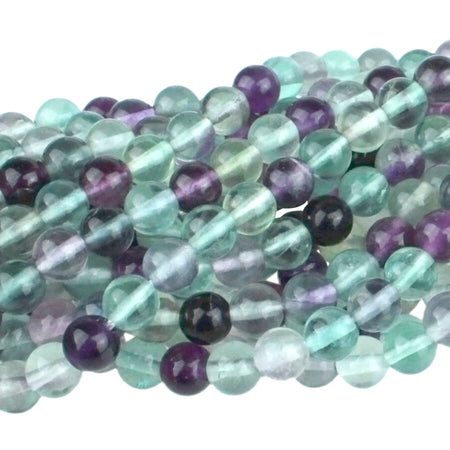 Dakota Stones Banded Fluorite 6mm Round Gemstones. 8" Strand. FLU6RD-8