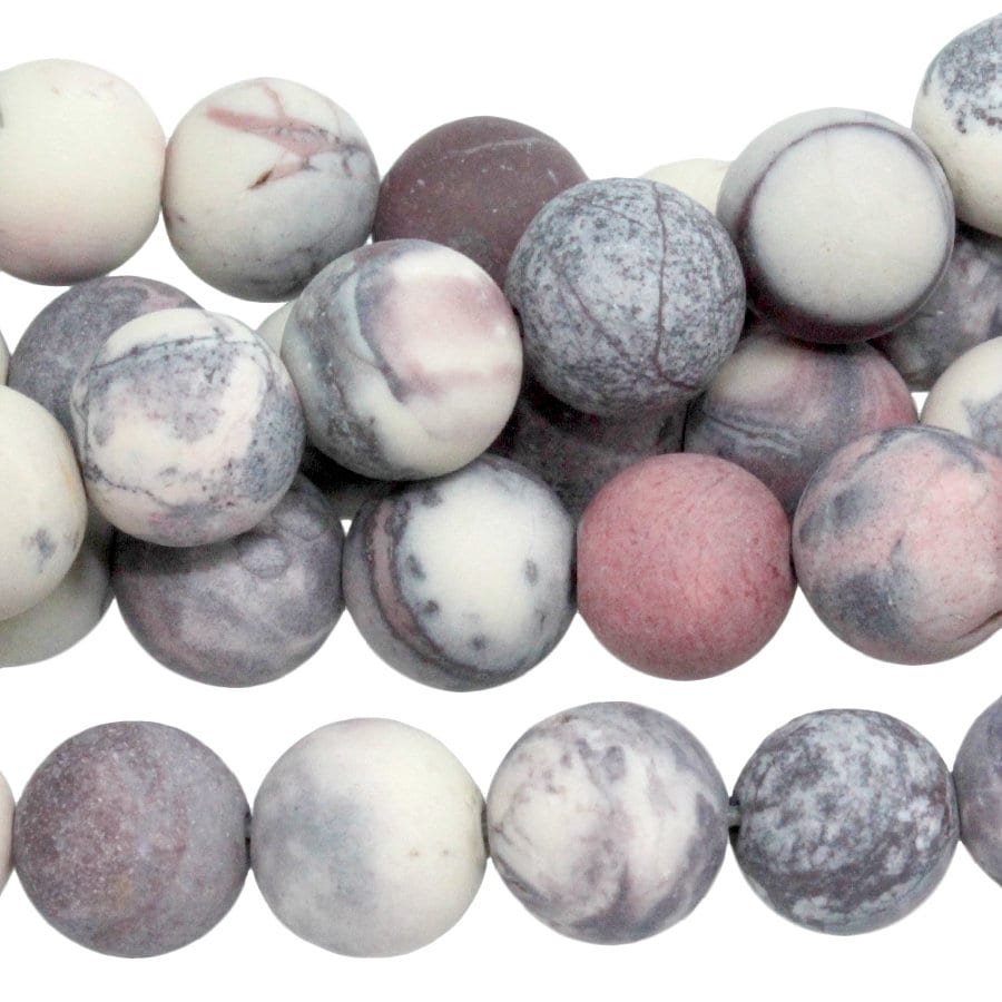 Dakota Stones Matte Porcelain Jasper 8mm Round Gemstones. 8" Strand. PCL8RD-M-8