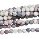 Dakota Stones Matte Porcelain Jasper 4mm Round Gemstones. 8" Strand. PCL4RD-M-8