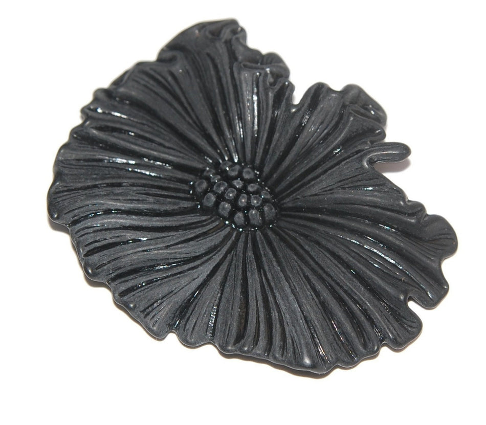 Vintage Matte Black Huge Flower Cabochon cab429
