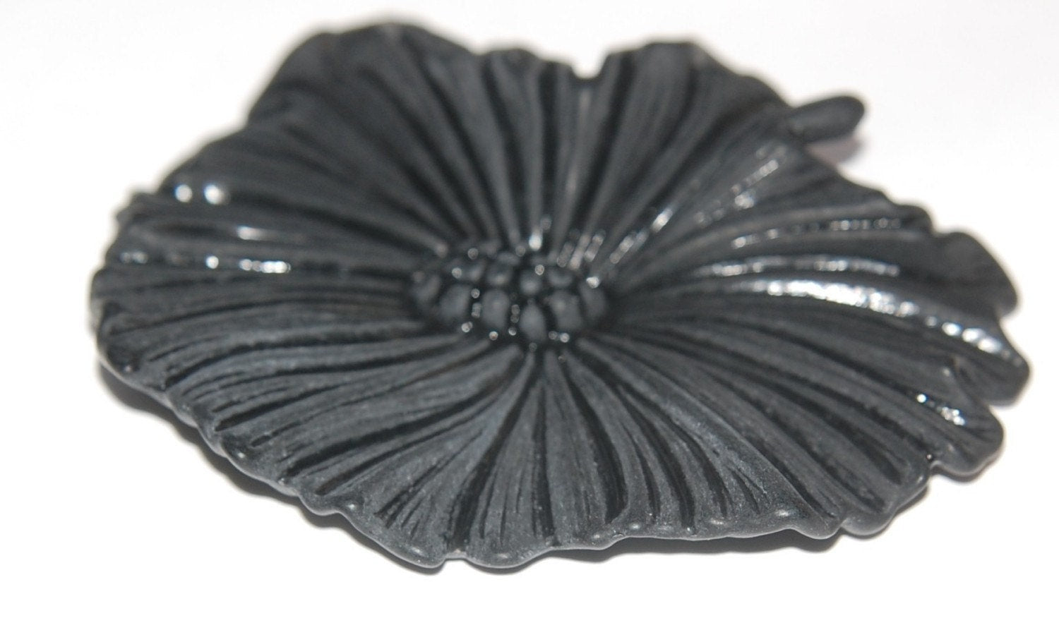 Vintage Matte Black Huge Flower Cabochon cab429