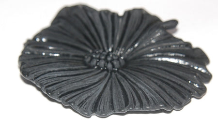 Vintage Matte Black Huge Flower Cabochon cab429