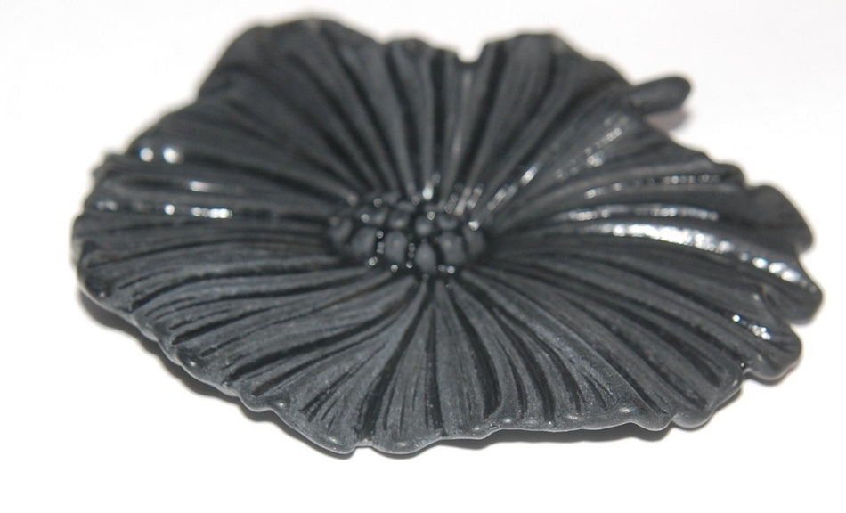 Vintage Matte Black Huge Flower Cabochon cab429