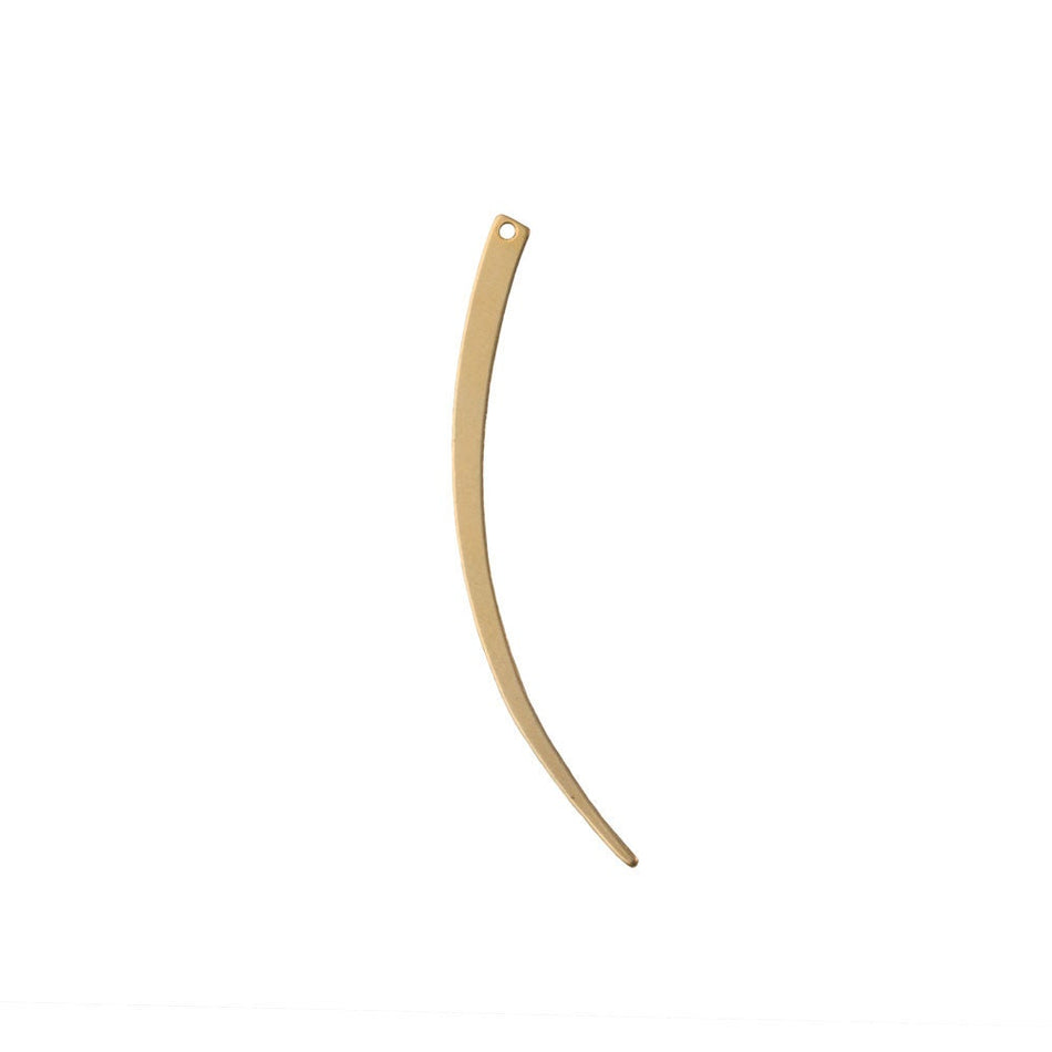1 Hole Raw Brass Gently Curved Narrow Spikes ONLY RIGHT facing Pendants (6) mtl518C