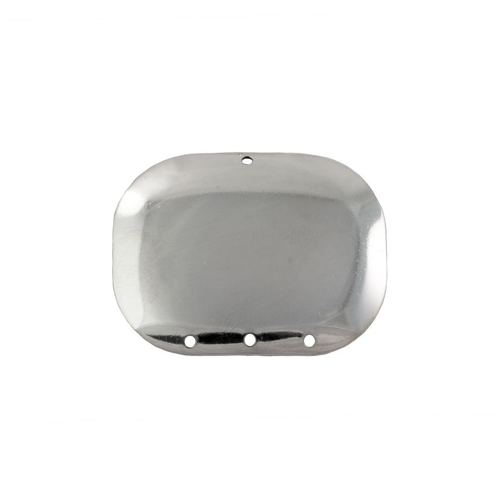 4 Hole Silver Dapped Rectangle Connector Pendant (4) mtl174E