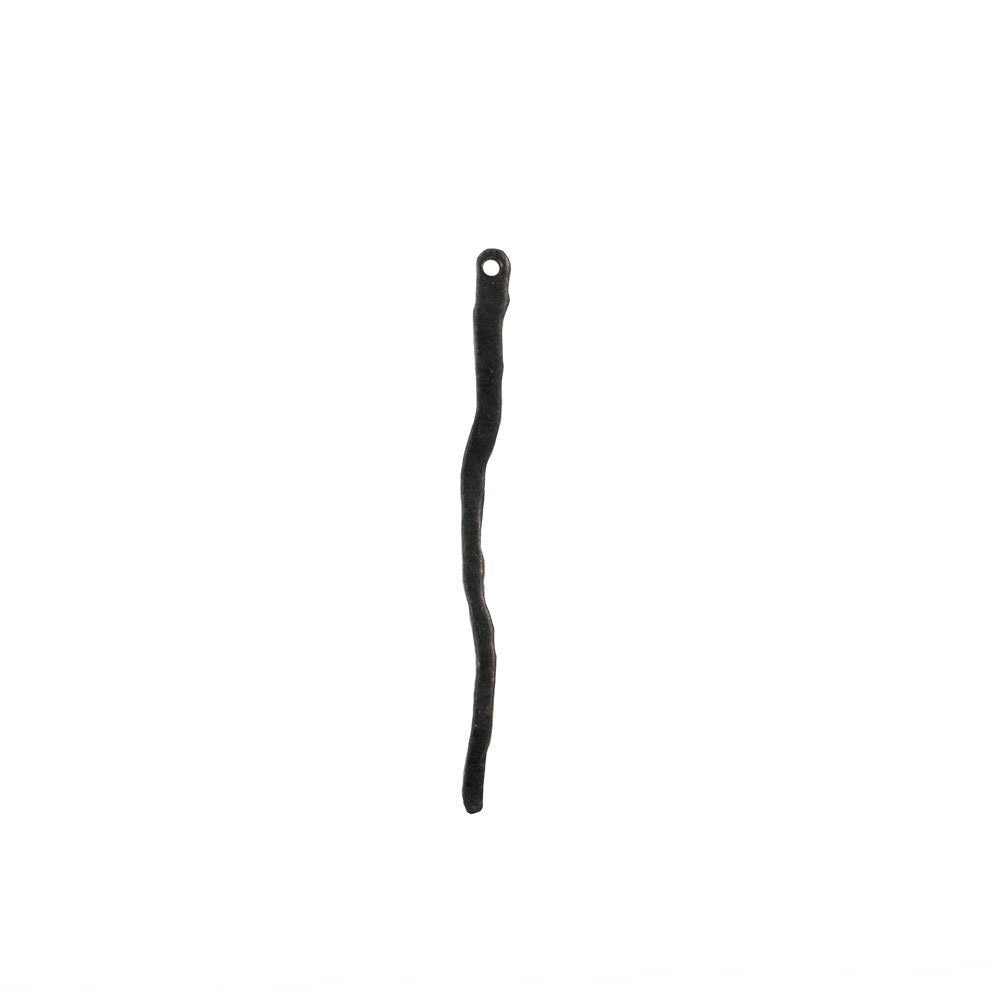 1 Hole Matte Black Wavy Stick Drop MD 50x3mm (10) mtl536B