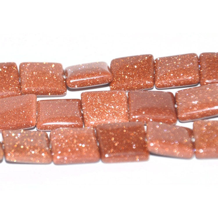 Dakota Stones Goldstone 12mm Square Gemstones. 8" Strand. GLD12SQU-8
