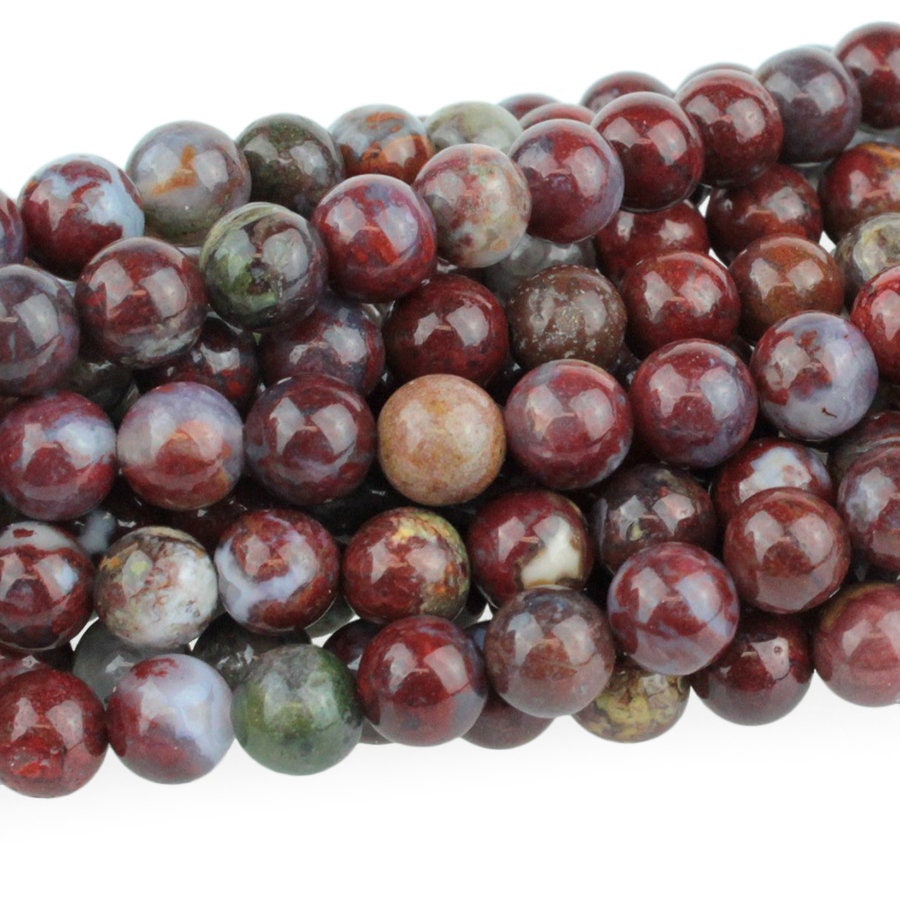 Dakota Stones Red Lightning Agate 6mm Round Gemstones. 8" Strand. RLA6RD-8