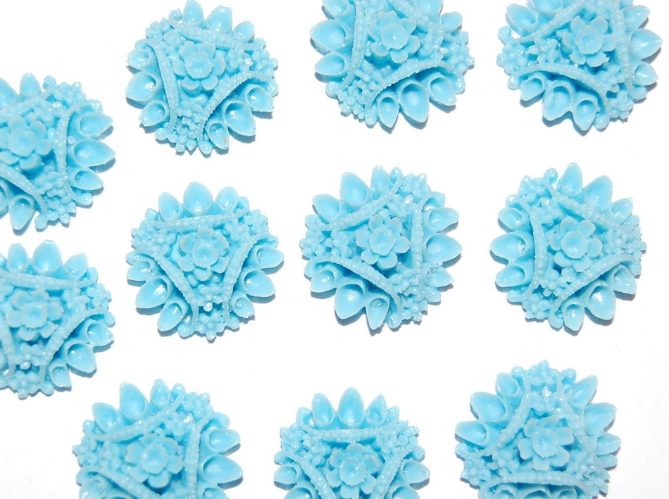 Vintage Style Blue Cluster Flower Cabochons 18mm cab348A