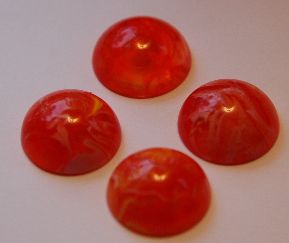 Orange and White Swirled Vintage Cabochons 18mm (4) cab391A