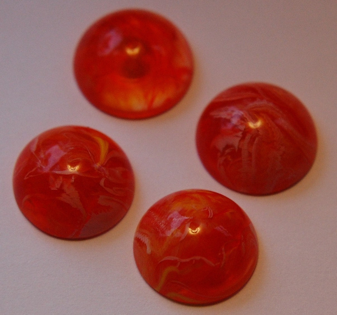 Orange and White Swirled Vintage Cabochons 18mm (4) cab391A