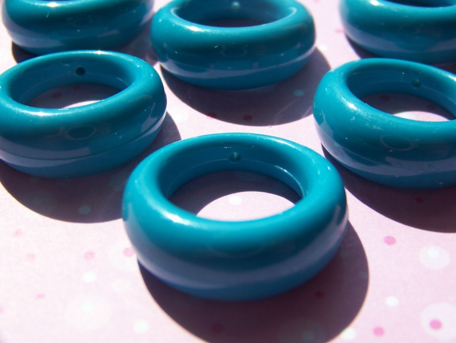 Vintage Ocean Blue Plastic Hoop Beads hps018A