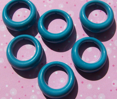 Vintage Ocean Blue Plastic Hoop Beads hps018A