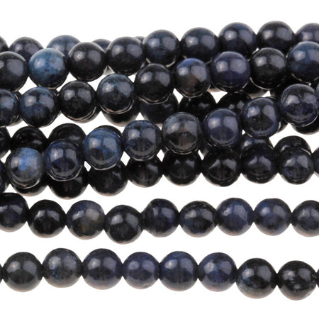 Dakota Stones Dumortierite 4mm Round Gemstones. 8" Strand. DMT4RD-8