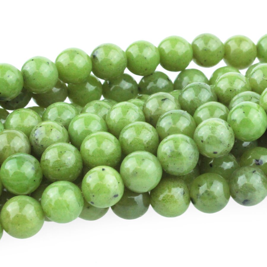 Dakota Stones Jade 6mm Round Gemstones. 8" Strand. JAD6RD-8