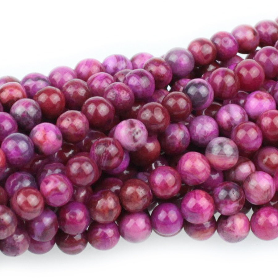 Dakota Stones Pink Crazy Lace Agate 6mm Round Beads Gemstones. 8" Strand. PKL6RD-8