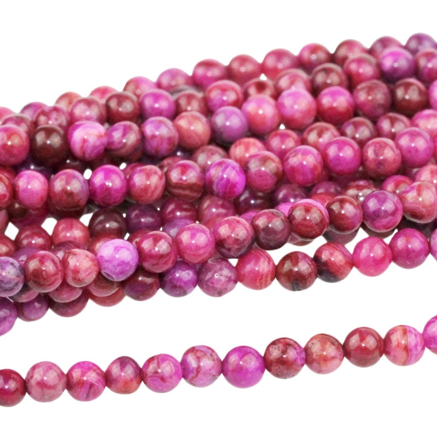 Dakota Stones Pink Crazy Lace Agate 4mm Round Beads Gemstones. 8" Strand. PKL4RD-8