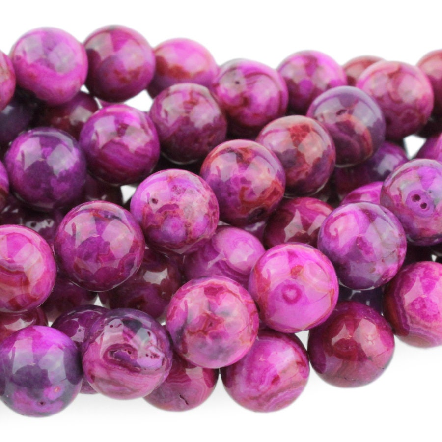 Dakota Stones Pink Crazy Lace Agate 8mm Round Beads Gemstones. 8" Strand. PKL8RD-8