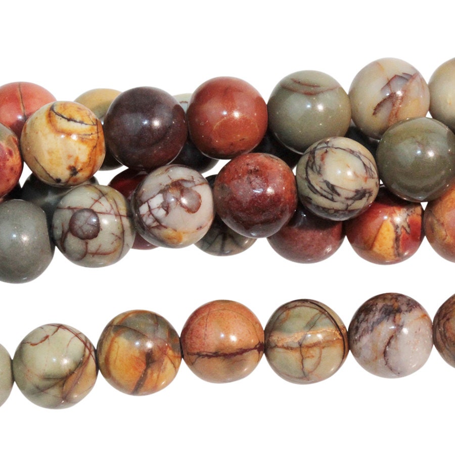 Dakota Stones Red Creek Jasper 6mm Round Gemstones. 8" Strand. RCJ6RD-8