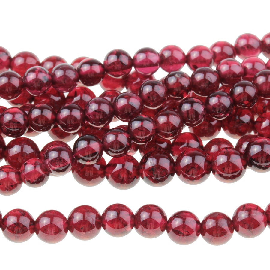 Dakota Stones Red Garnet 4mm Round Gemstones. 8" Strand. RGT4RD-8