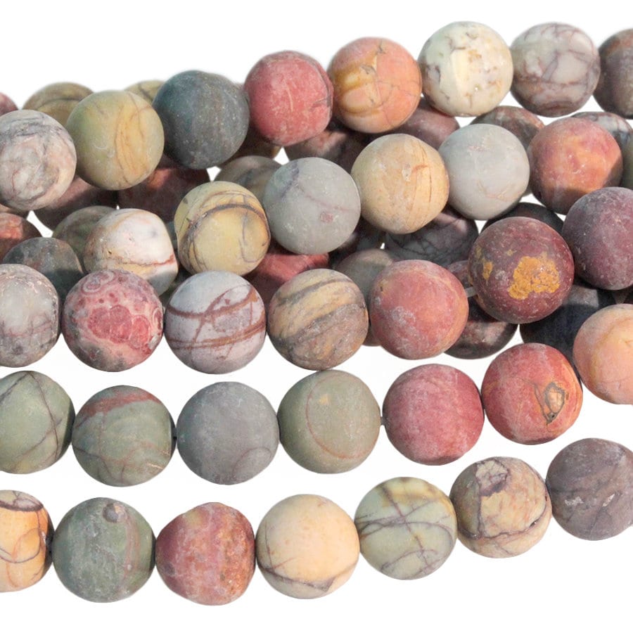 Dakota Stones Matte Red Creek Jasper 8mm Round Gemstones. 8" Strand. RCJ8RD-M-8