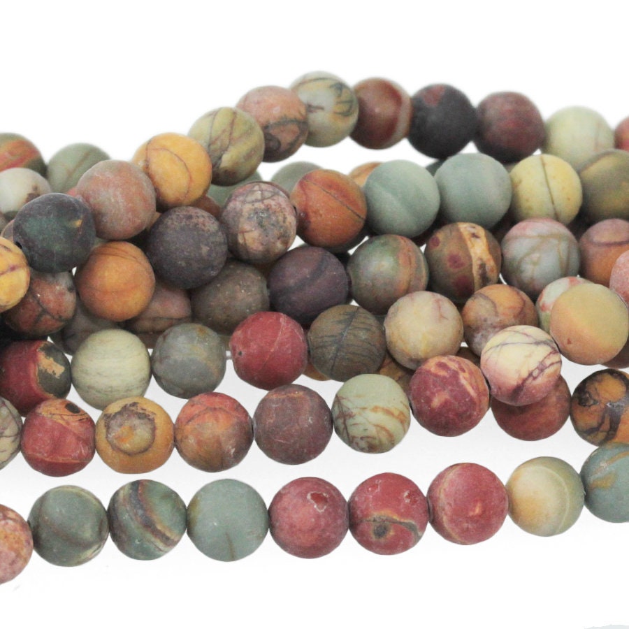 Dakota Stones Matte Red Creek Jasper 6mm Round Gemstones. 8" Strand. RCJ6RD-M-8