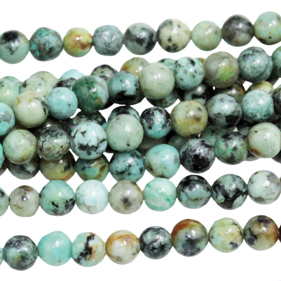 Dakota Stones African Turquoise 4mm Round Gemstones. 8" Strand. ATQ4RD-8