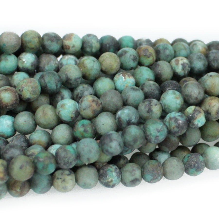 Dakota Stones Matte African Turquoise 4mm Round Gemstones. 8" Strand. ATQ4RD-M-8