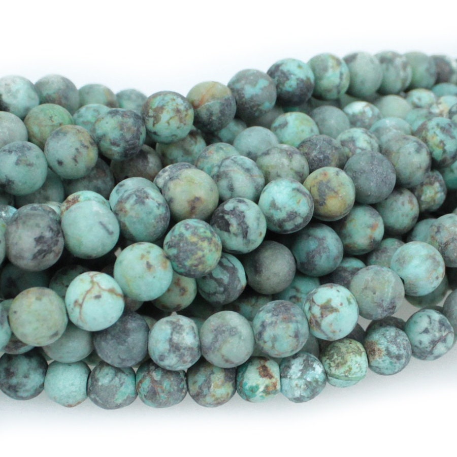 Dakota Stones Matte African Turquoise 6mm Round Gemstones. 8" Strand. ATQ6RD-M-8