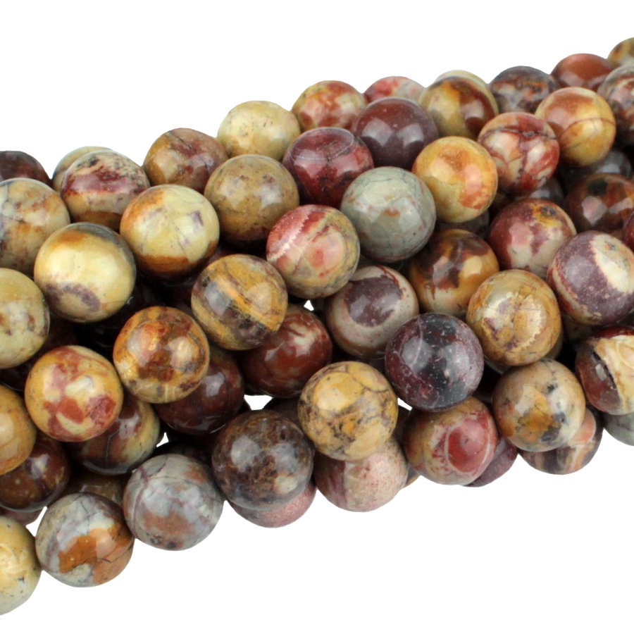 Dakota Stones Birdseye Rhyolite 6mm Round Gemstones. 8" Strand. BER6RD-8
