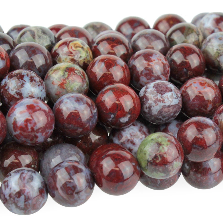 Dakota Stones Red Lightning Agate 10mm Round Gemstones. 8" Strand. RLA10RD-8