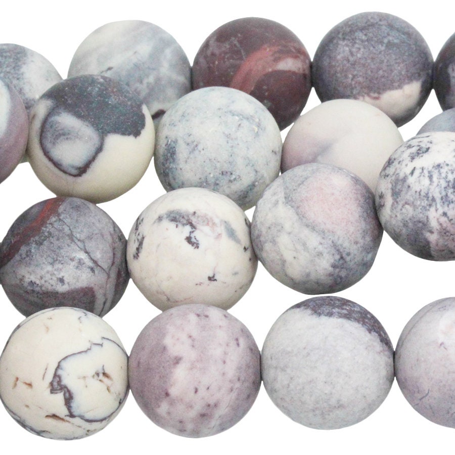 Dakota Stones Matte Porcelain Jasper 10mm Round Gemstones. 8" Strand. PCL10RD-M-8