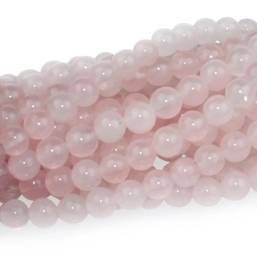 Dakota Stones Rose Quartz 6mm Round Bead Gemstones. RQZ6RD-8