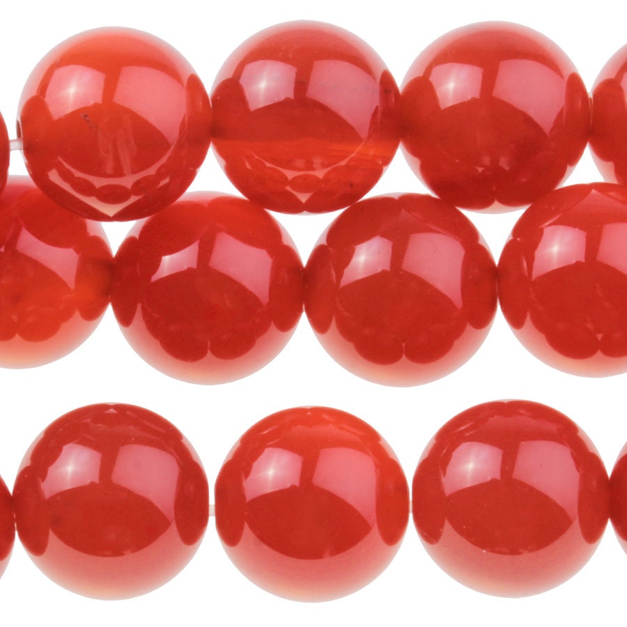 Dakota Stones Carnelian 10mm Round Gemstones. 8" Strand. CRN10RD-8