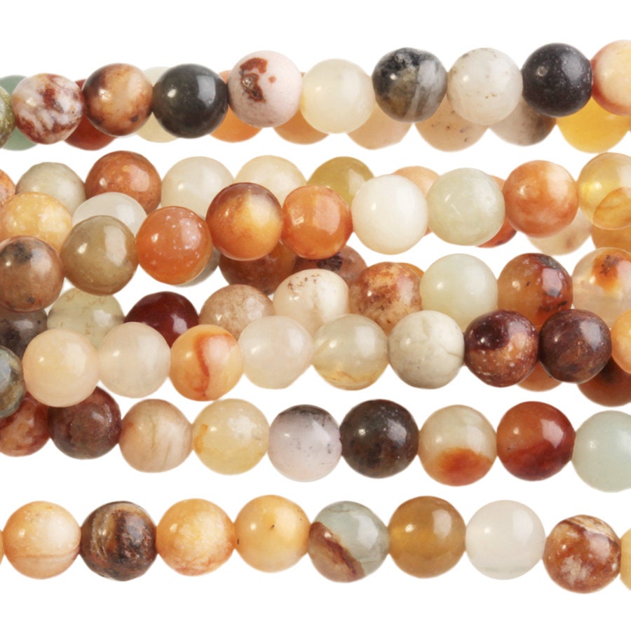 Dakota Stones Flower Jade 4mm Round Beads Gemstones. 8" Strand. FJD4RD-8