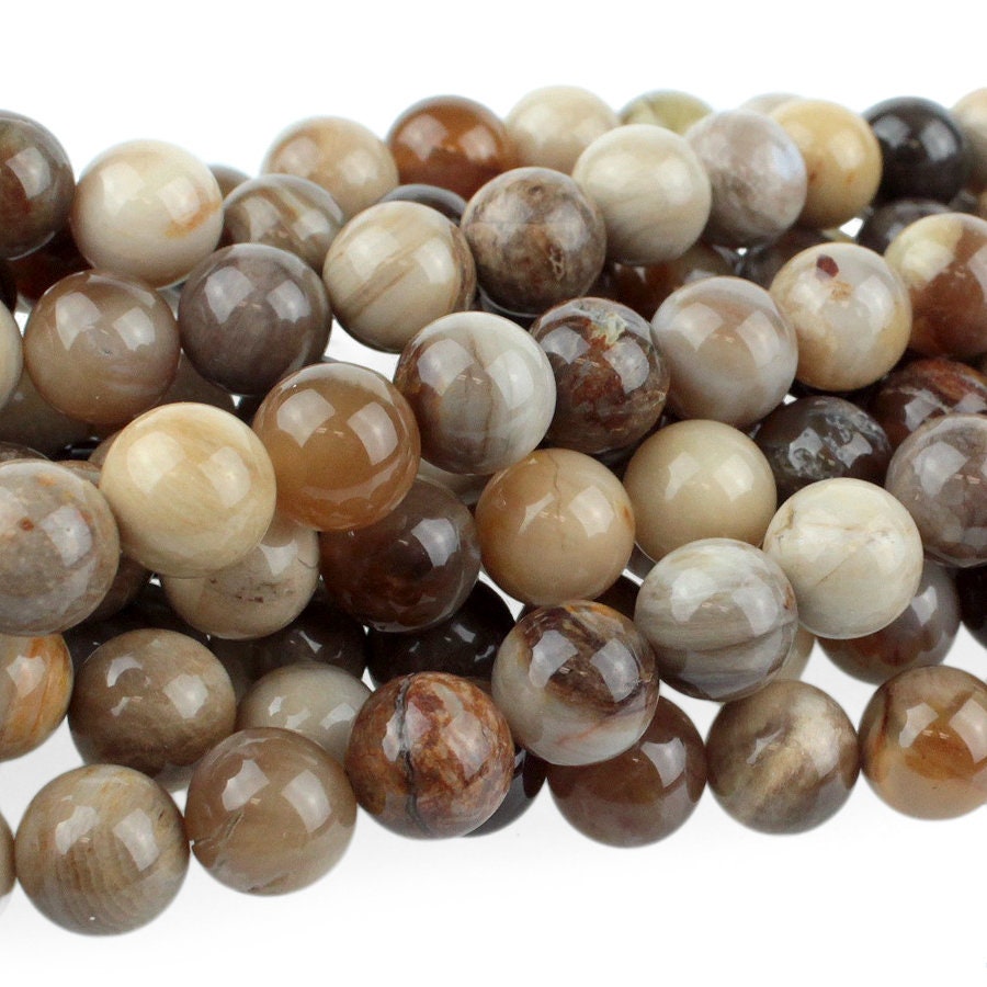 Dakota Stones Wood Opalite 8mm Round Gemstones 8" Strand WOP8RD-8