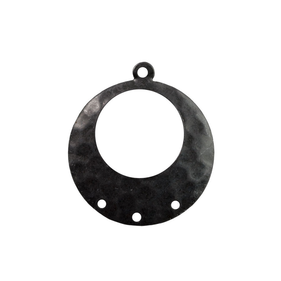1 Loop w/ 3 Hole Matte Black Hammered Cutout Hoop Pendant (4)