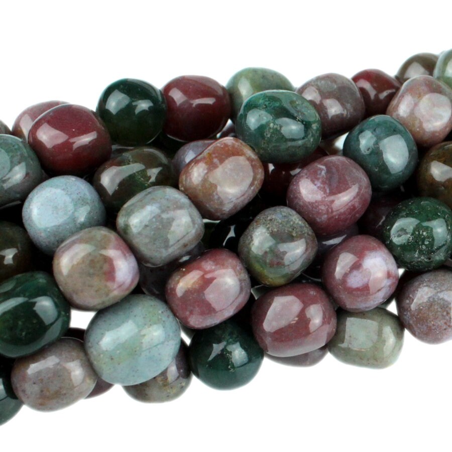 Dakota Stones Fancy Jasper 8x10 Tumbled Nugget Gemstones 8" Strand FAN8x10NUG-8