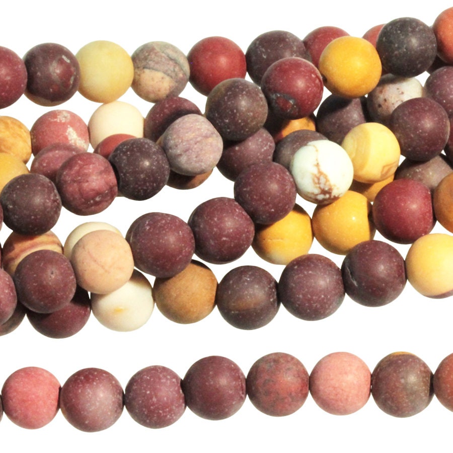 Dakota Stones Matte Mookaite 6mm Round Gemstones. 8" Strand. MKT6RD-M-8