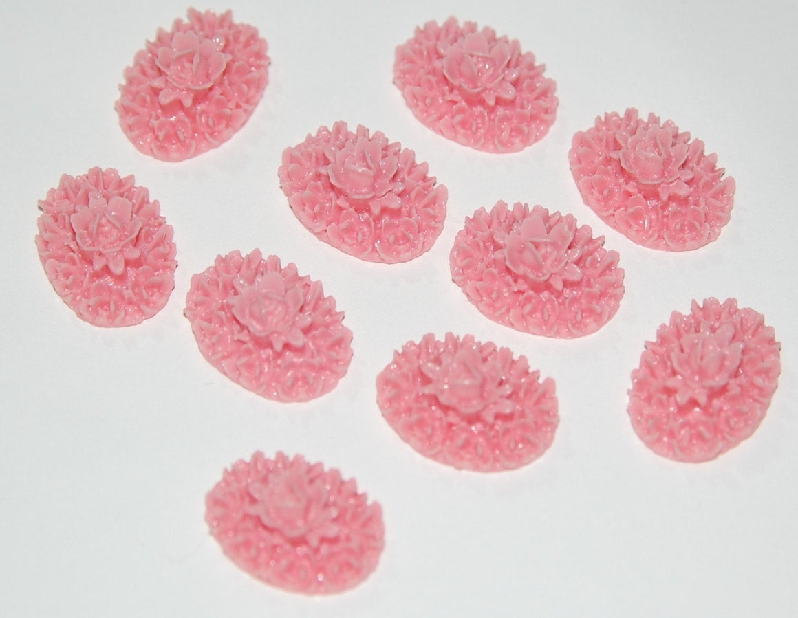 Vintage Style Pink Flower Cluster Cabochons 18mm x 13mm cab349A