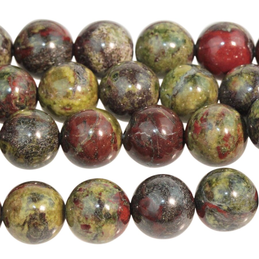 Dakota Stones Dragon Blood Jasper 8mm Round Gemstones. 8" Strand DBJ8RD-8