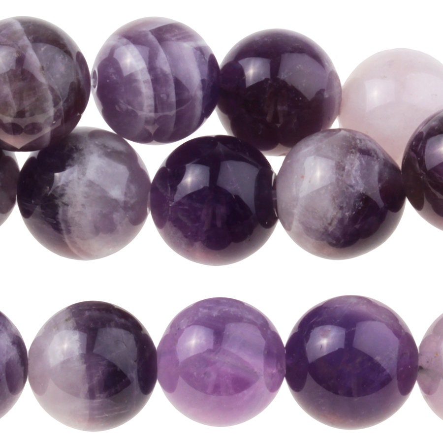 Dakota Stones Dog Teeth Amethyst 10mm Round Gemstones. 8" Strand. DTA10RD-8