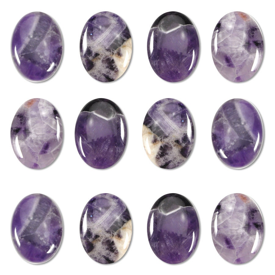 Dakota Stones Dog Teeth Amethyst 25x18mm Oval Cabochon Gemstones. CAB-DTA25x18OV