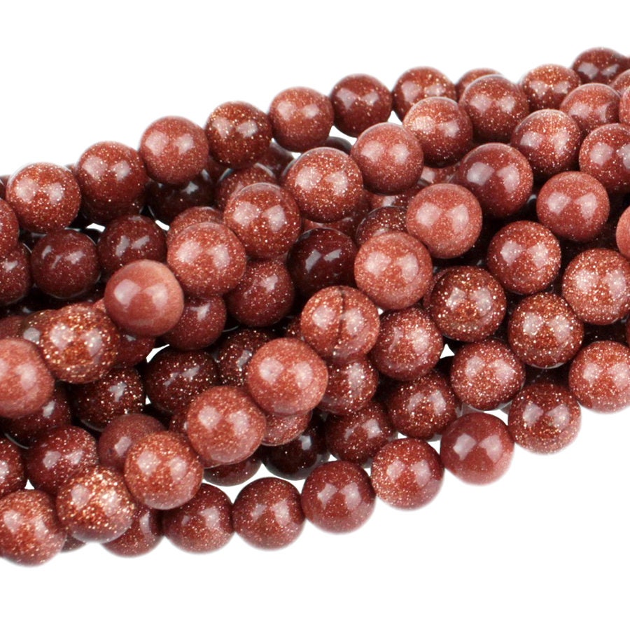Dakota Stones Goldstone 6mm Round Gemstones. 8" Strand. GLD6RD-8